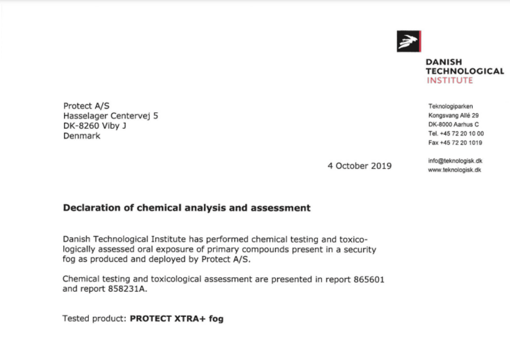 DTI xtra+ fluid declaration
